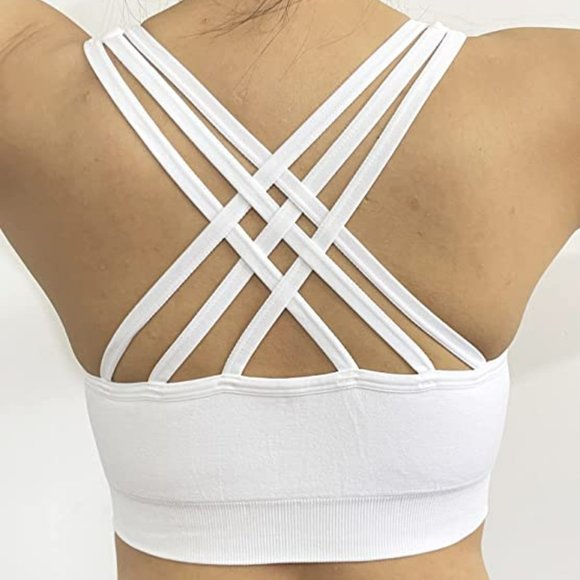 AKAMC 3 Pack Med Support Cross Back Wire Fee Removable Cups Sport Bras A193-72 - Picture 2 of 14
